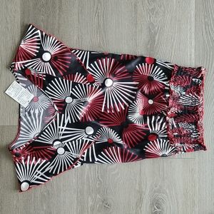 Black, Red, & White Blouse - S